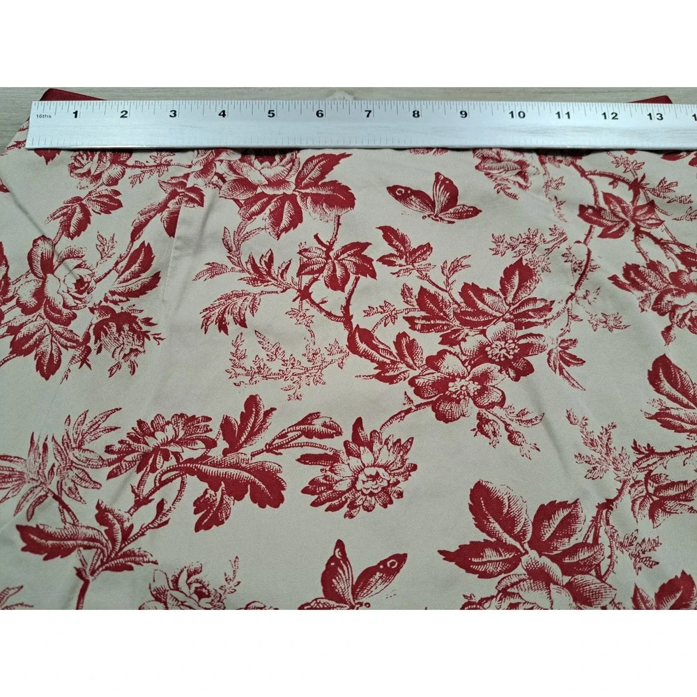Eddie Bauer Red Cream Toile Floral Butterfly Cotton A-Line Midi Skirt Size 4 Y2K